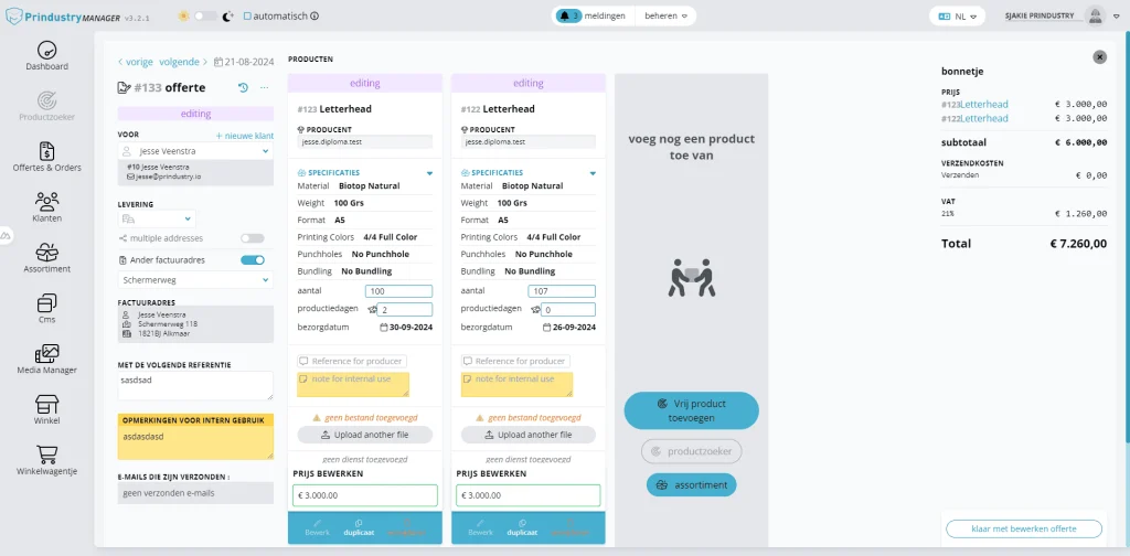 Offer-detail Prindustry Platform